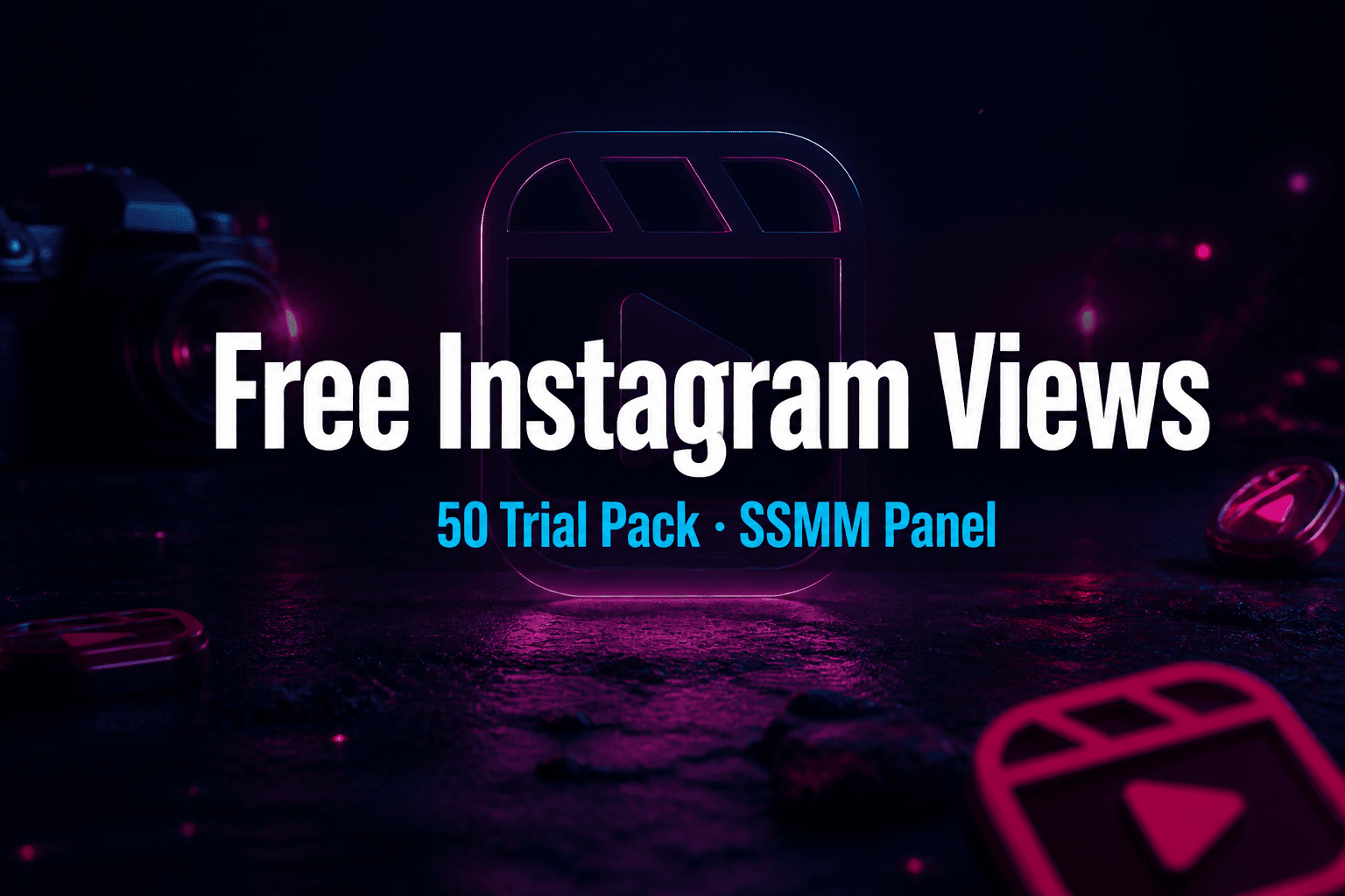Free Instagram Views pack cover — 50 views trial on SSMM Panel